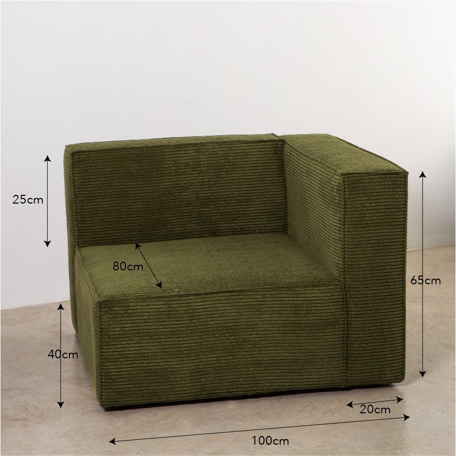 Sofa Harper 3 plazas Chaiselongue Verde