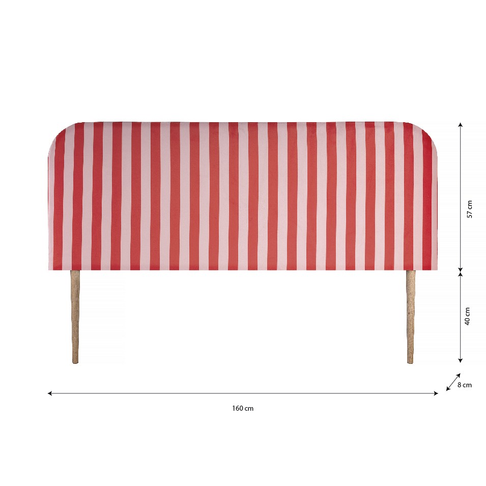 Cabecero Eddie Tapizado Velvet (Stripes Red Pink)