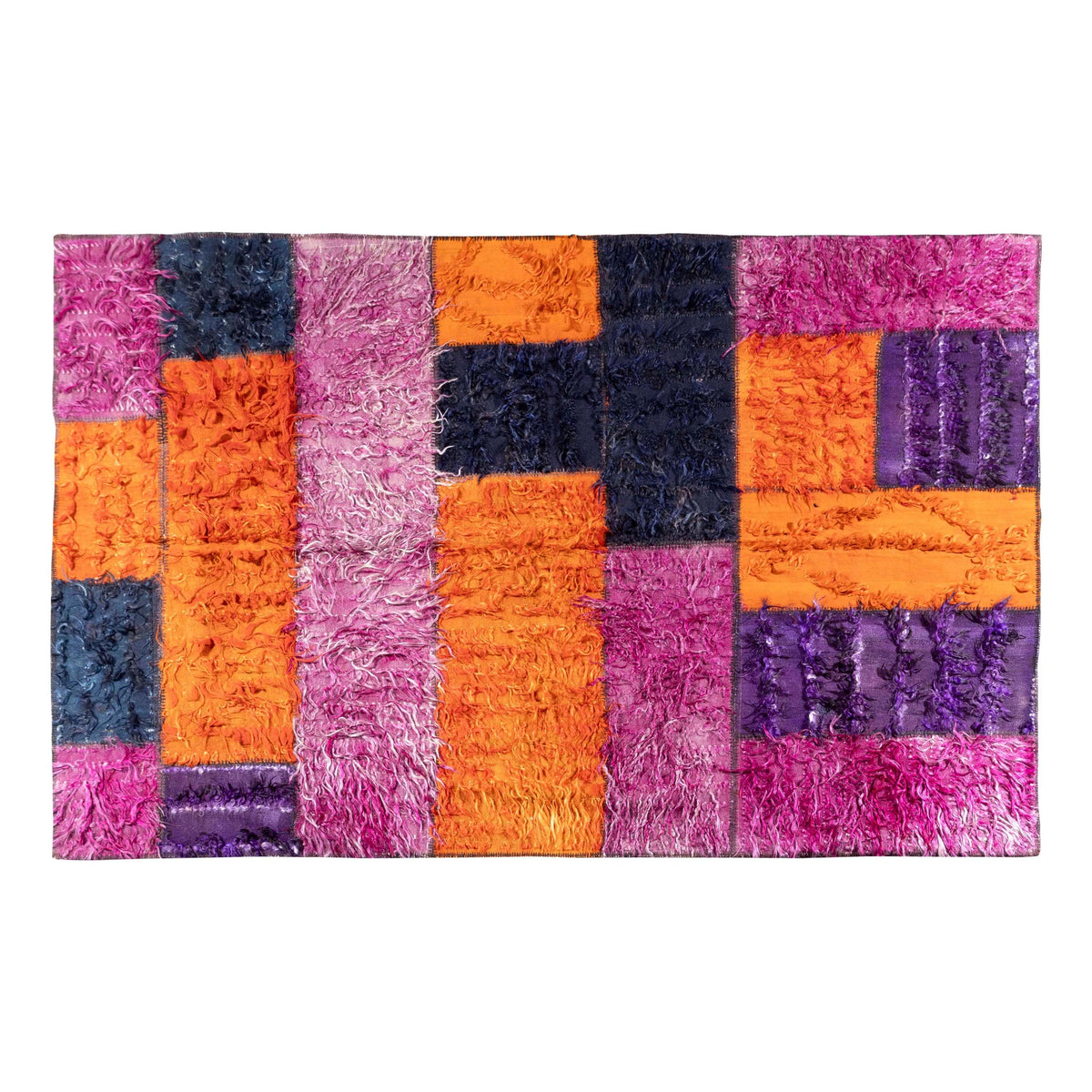 Alfombra Vintage Filikli 100% Lana Morado, Azul y Naranja