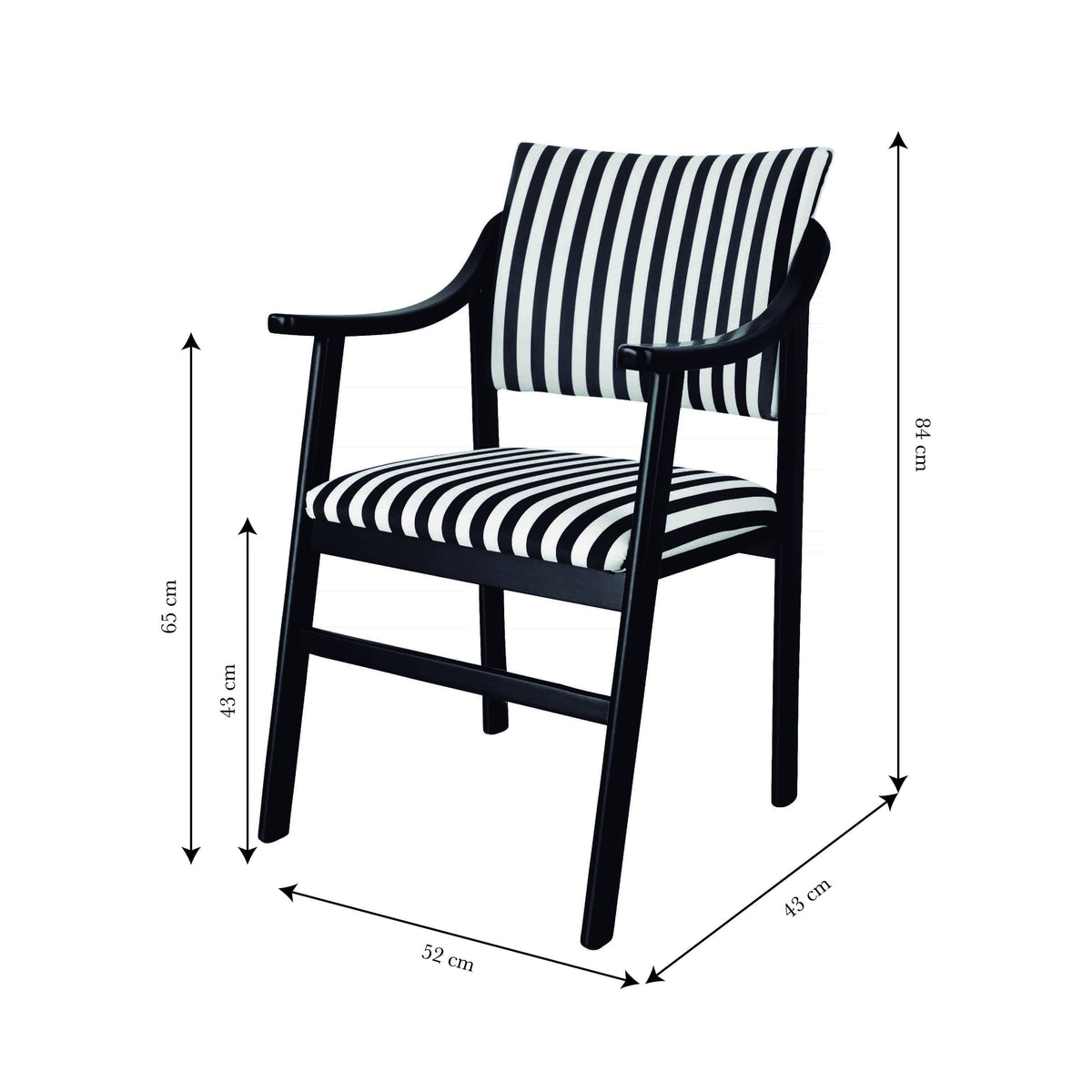 Silla Reposabrazos Etienne Madera Haya Black and White