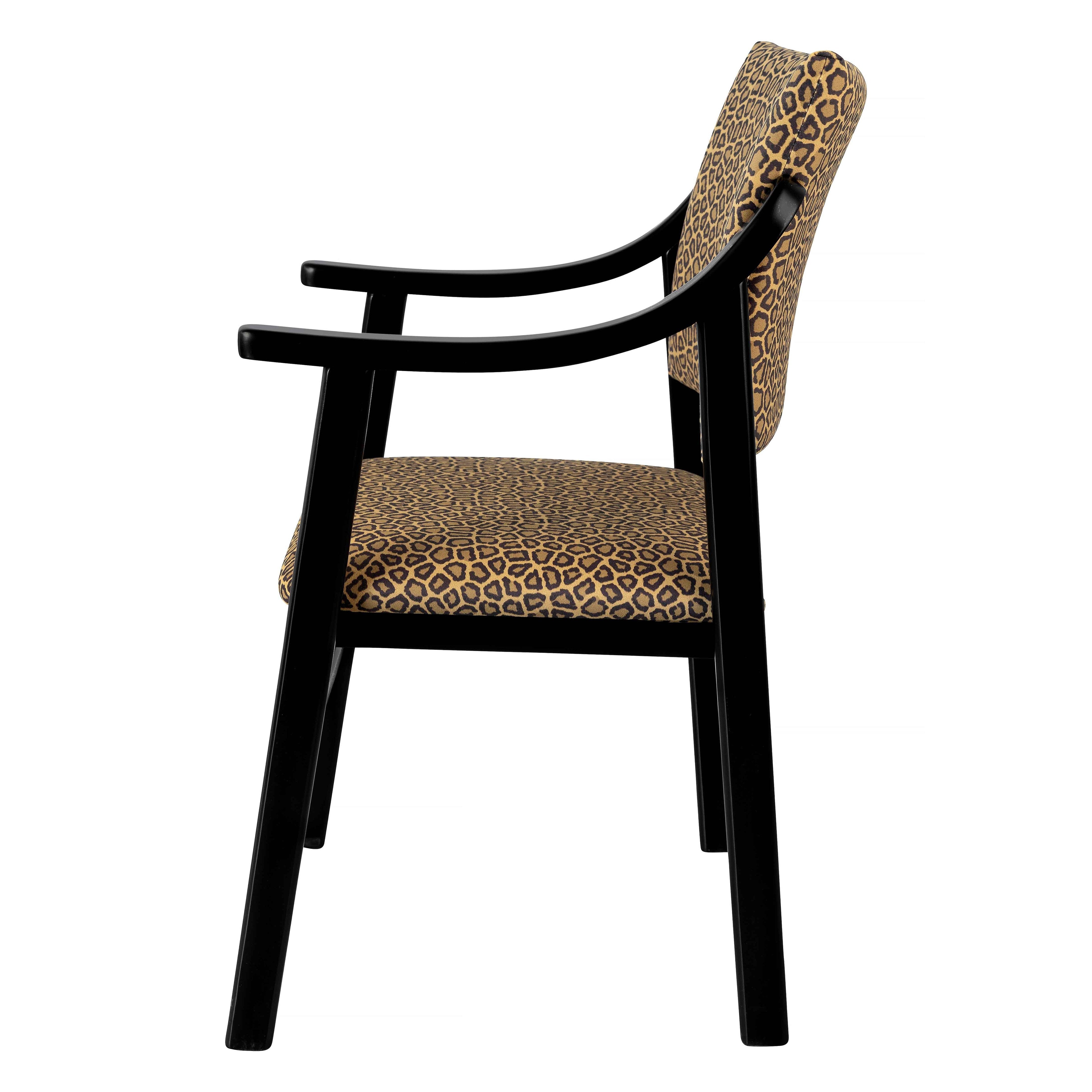 Etienne Beech Wood Leopard Armrest Chair
