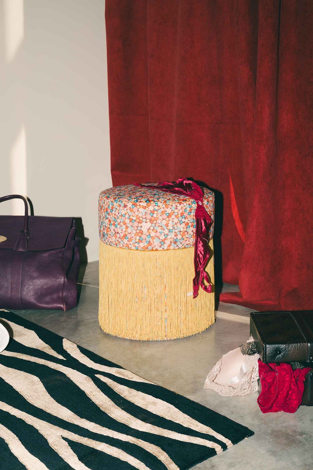 Pouf Ottoman Velvet Funky