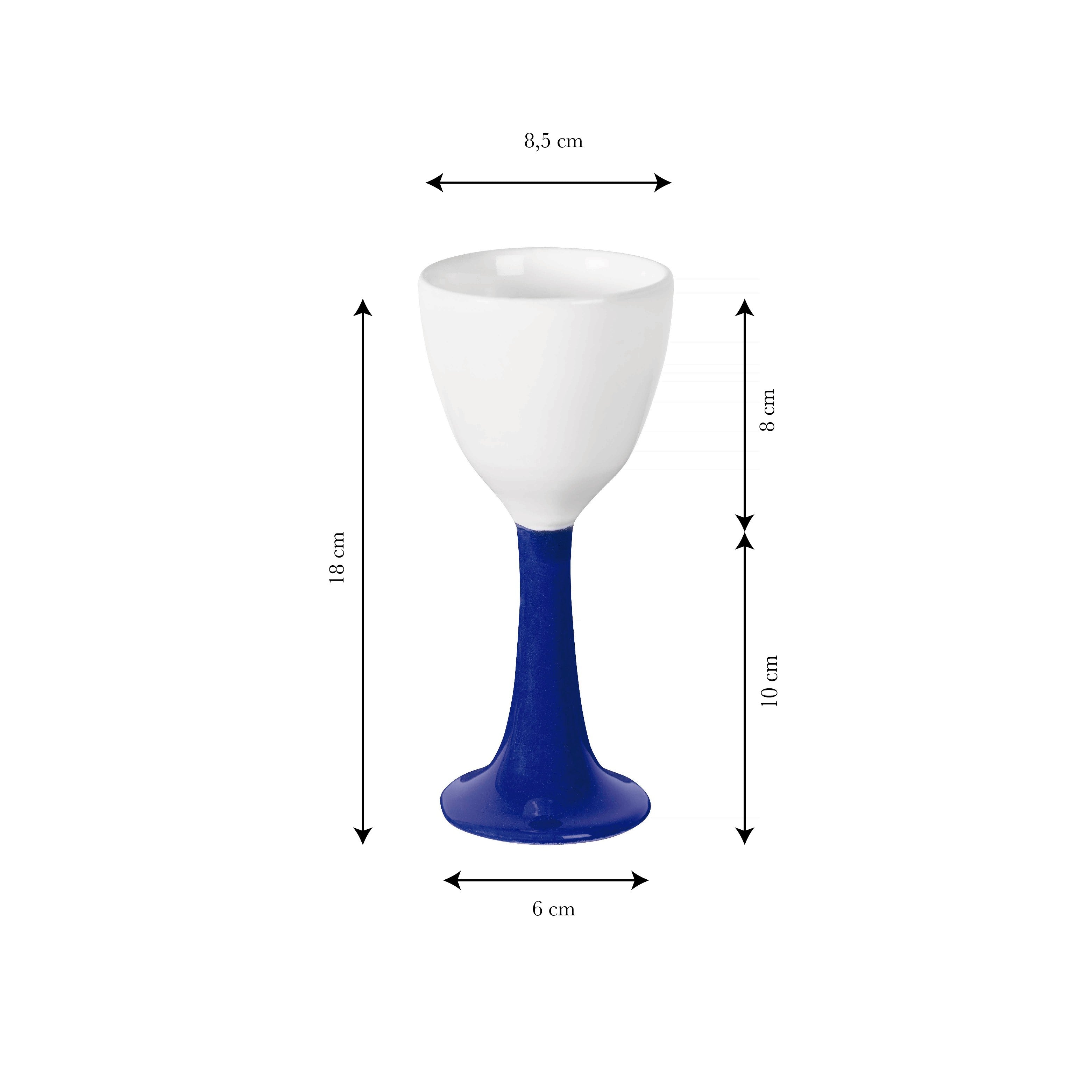 Coupe de vin en céramique blanche et bleue