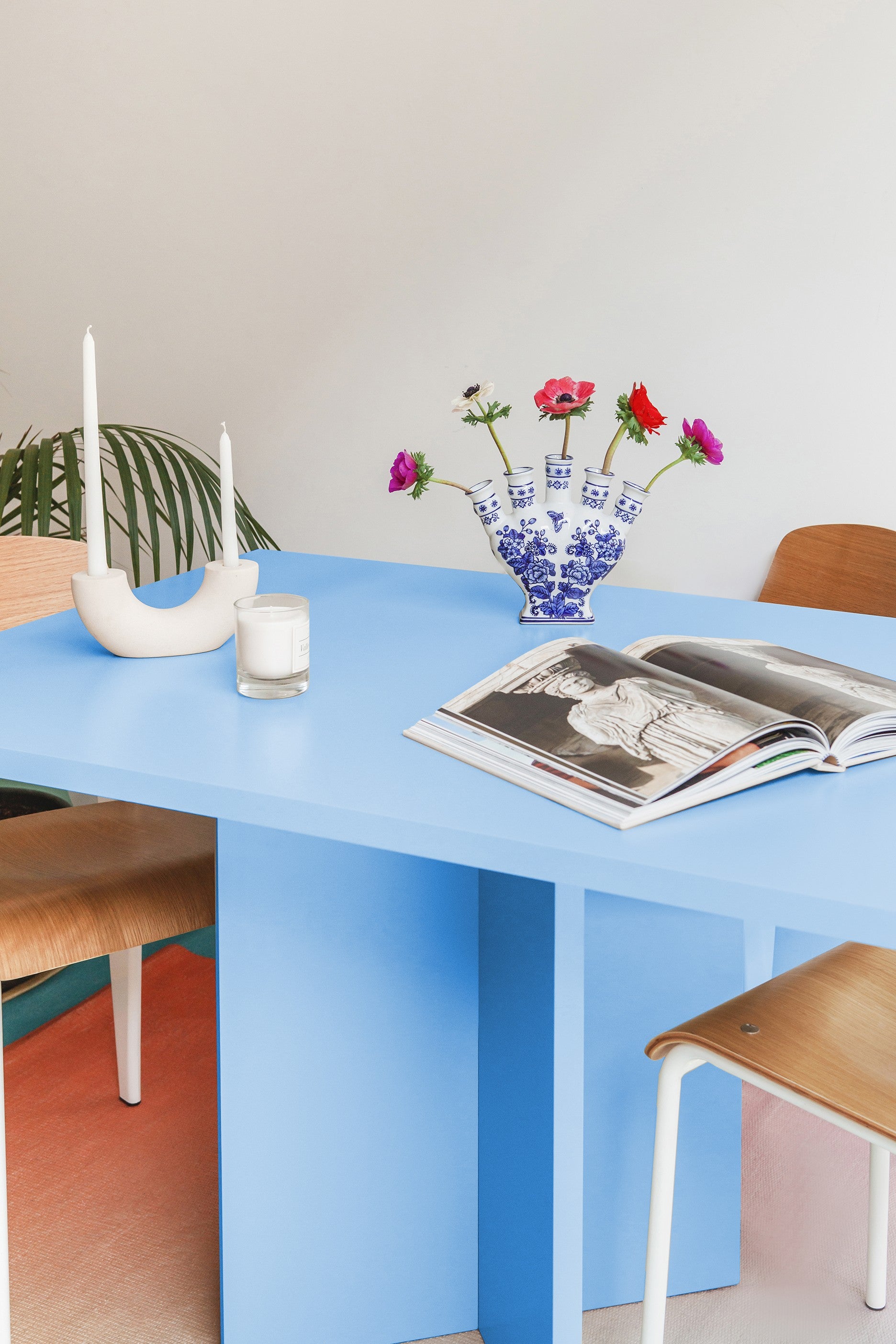 Mesa de comedor rectangular Matilda Azul claro 120x90