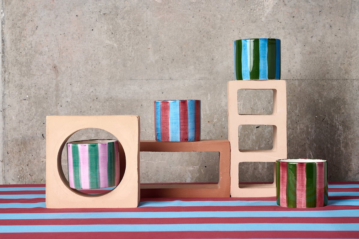 Set Mugs  Stripes Purple