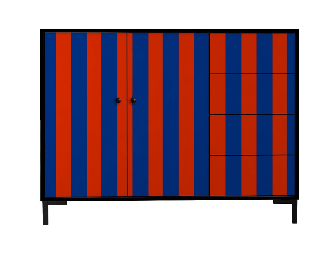 Comoda Wilma rayas Azul y Rojo