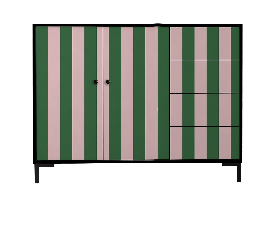Comoda Wilma Rayas Rosa y Verde