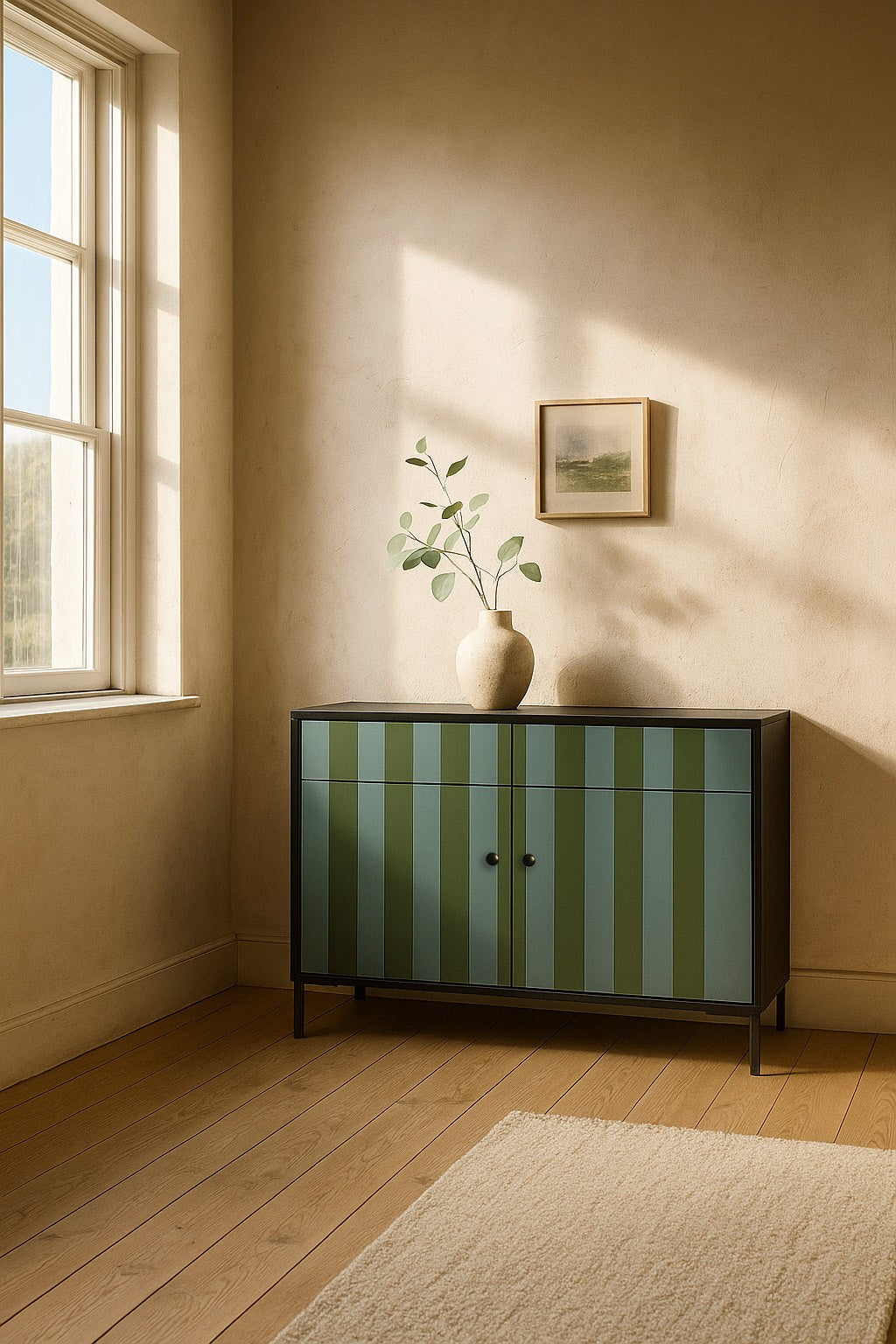 Comoda Alise Rayas Verde y Azul