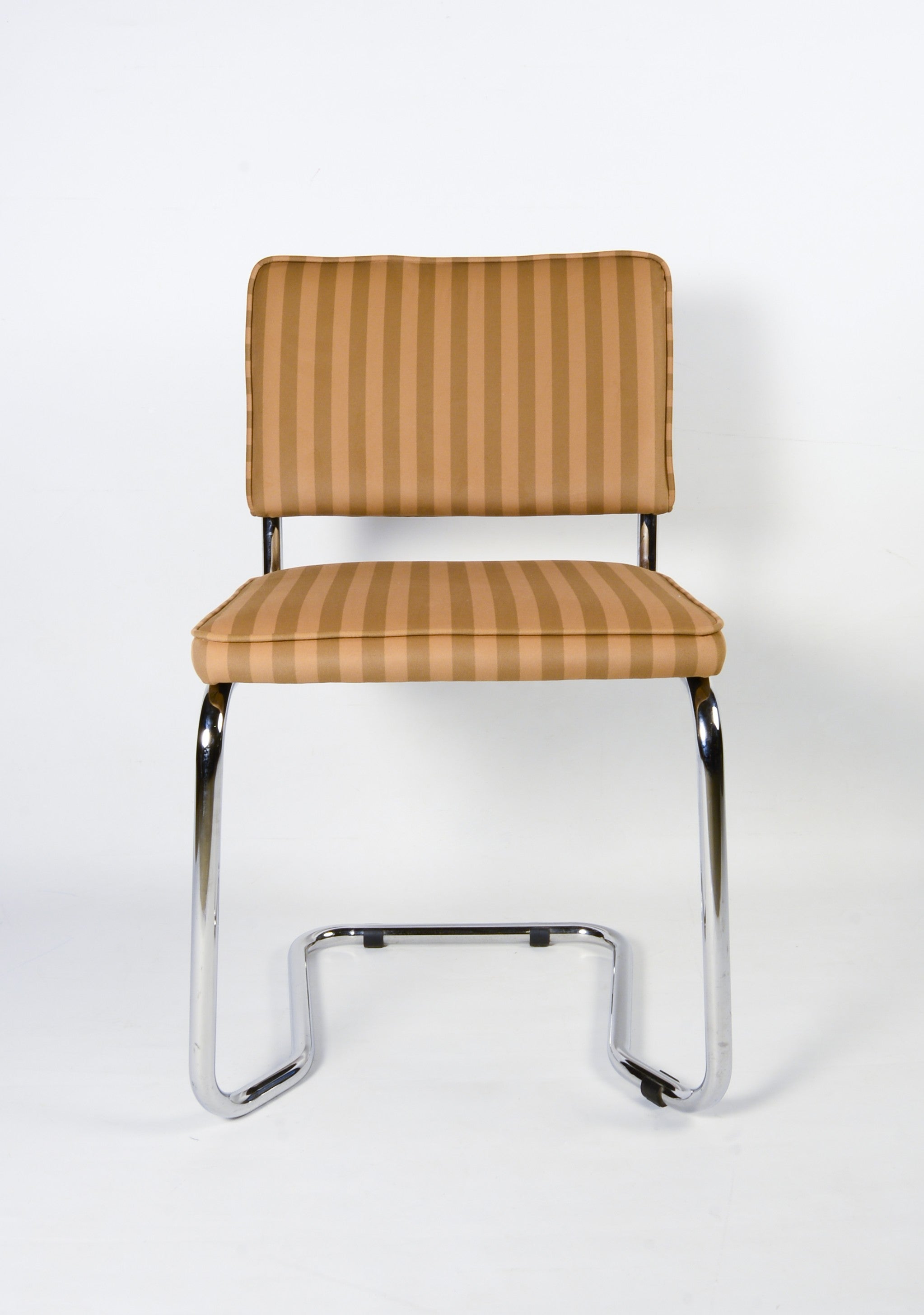 Upholstered chair  brown striped velvet