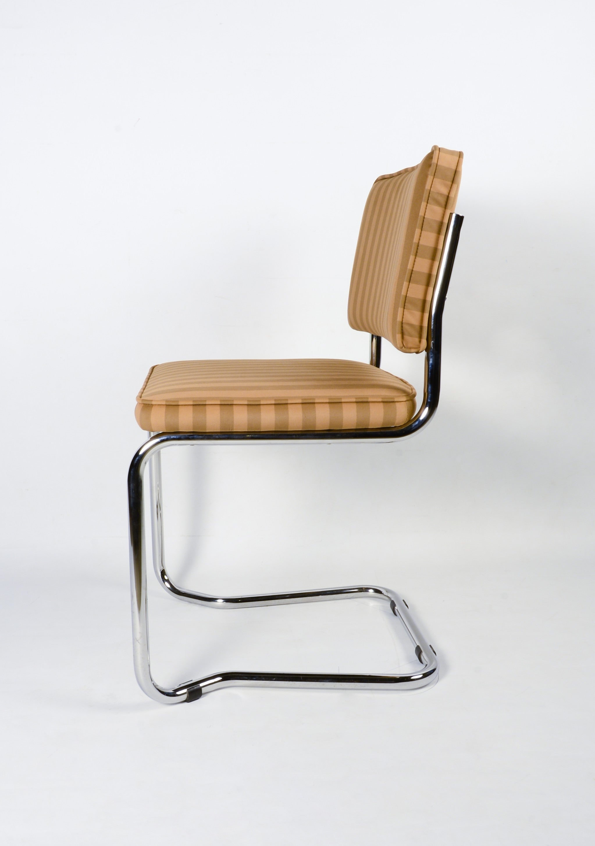 Upholstered chair  brown striped velvet