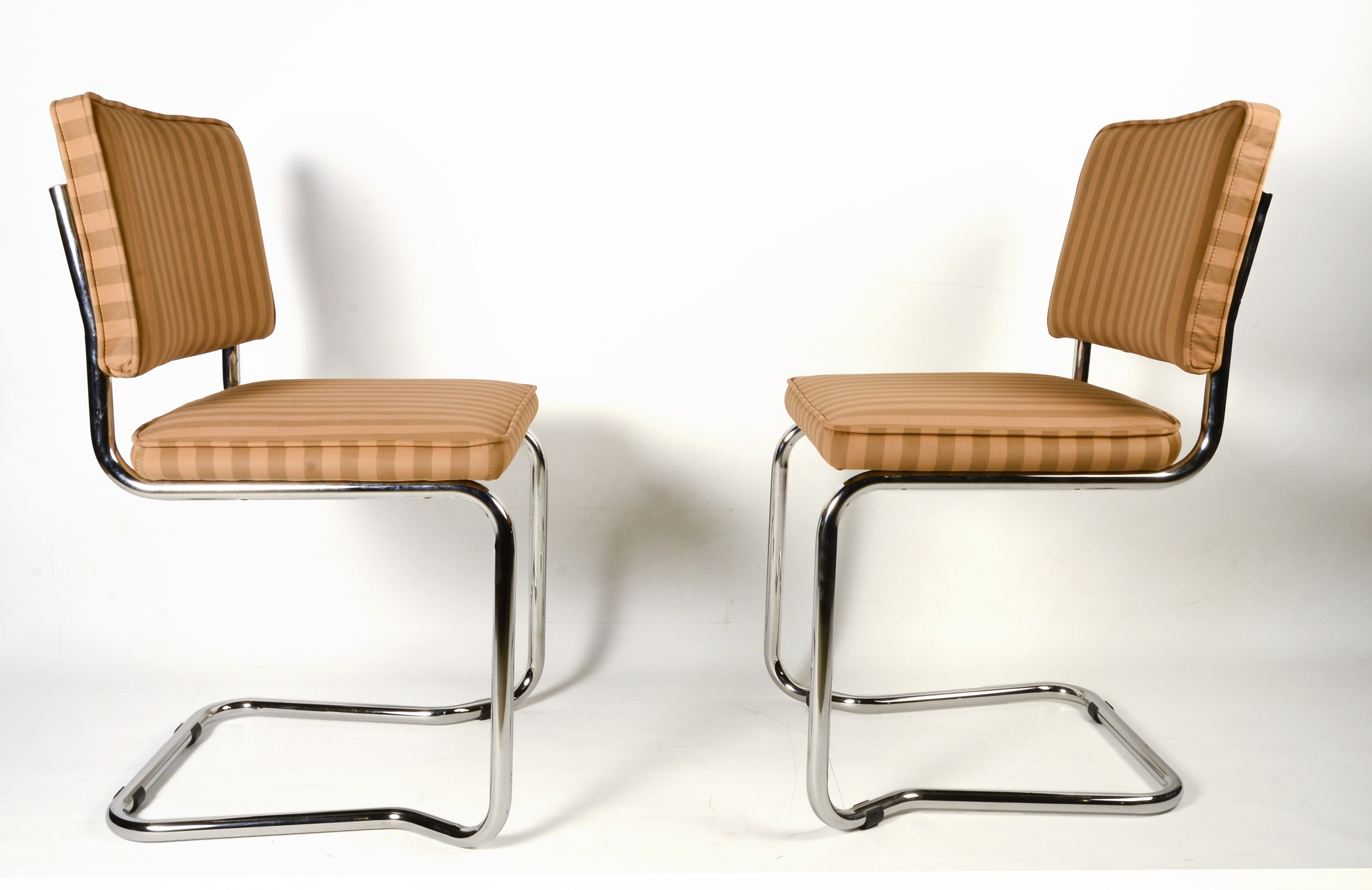 Upholstered chair  brown striped velvet