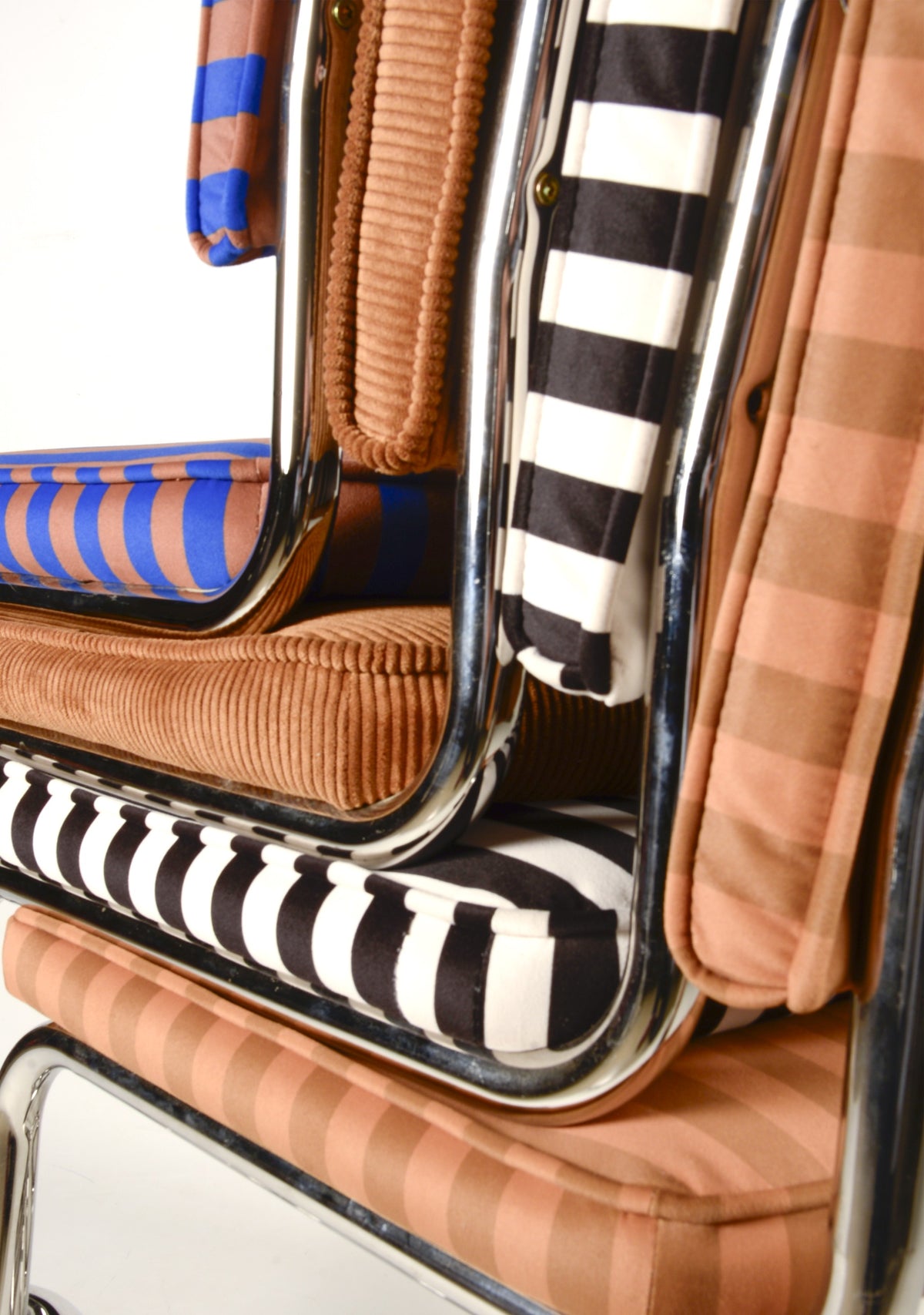 Upholstered chair  brown striped velvet