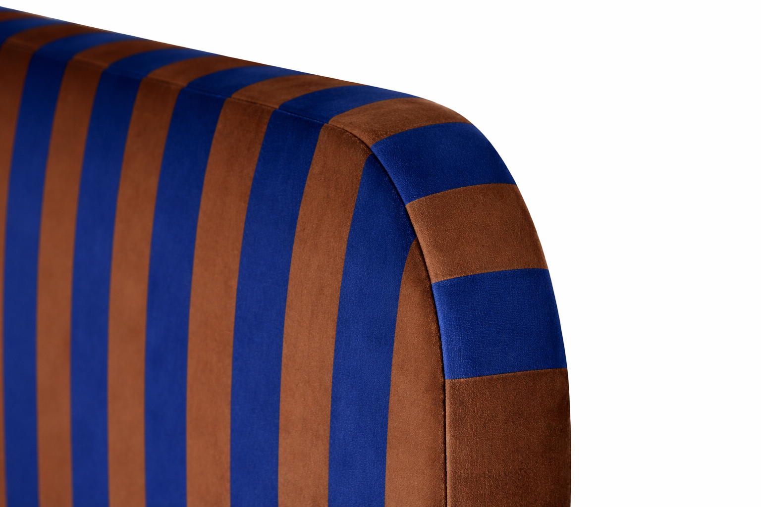 Tête de lit Eddie revêtue de velours rayé pour lit de 150 cm - Bleu tabac