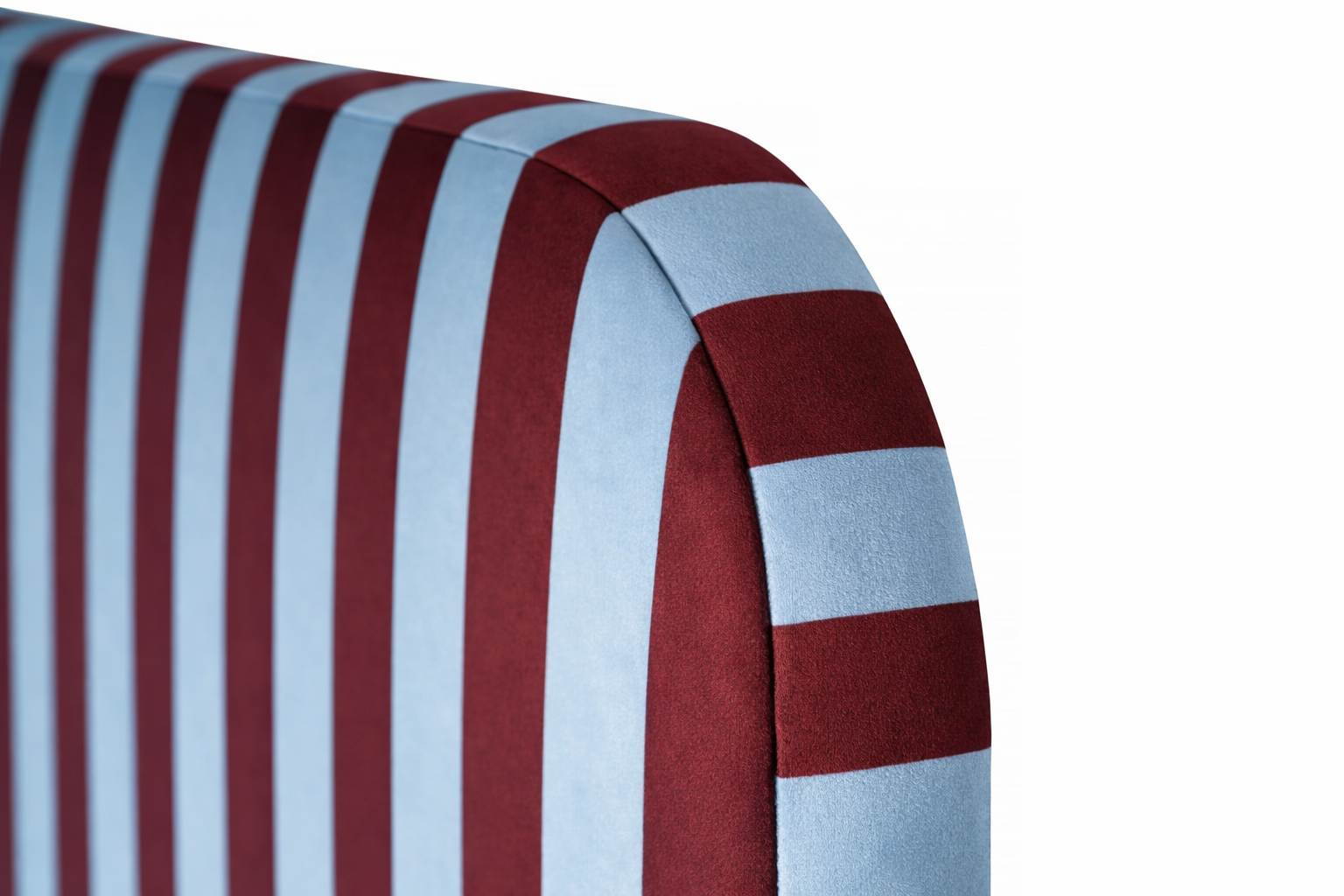 Eddie Headboard Upholstered in Striped Velvet for 150cm Bed Cherry-Soda