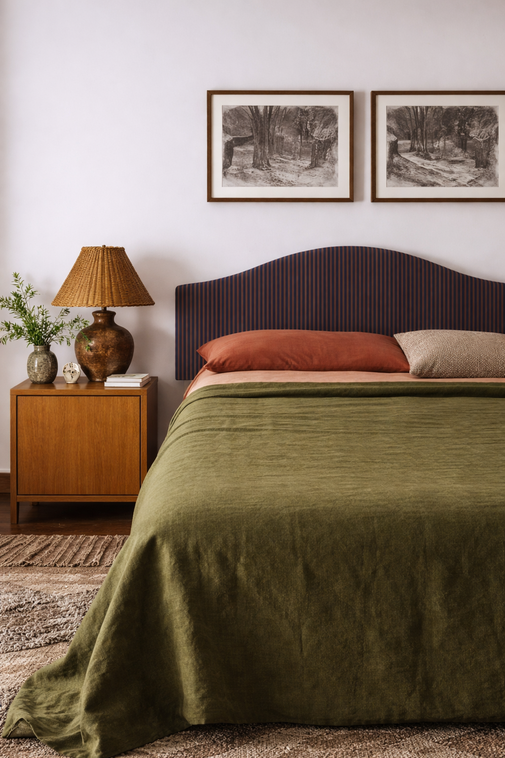 Cabecero Suzanne Tapizado Terciopelo Cama 150cm  Blue- Tobacco