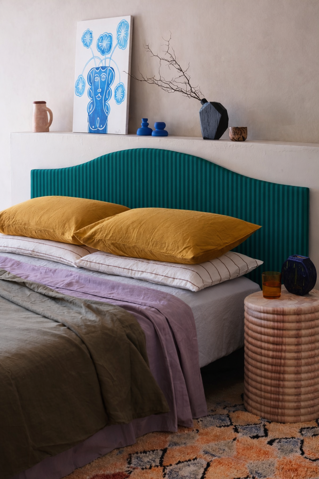 Cabecero Suzanne Tapizado Terciopelo Cama 150cm  Deep-Ocean