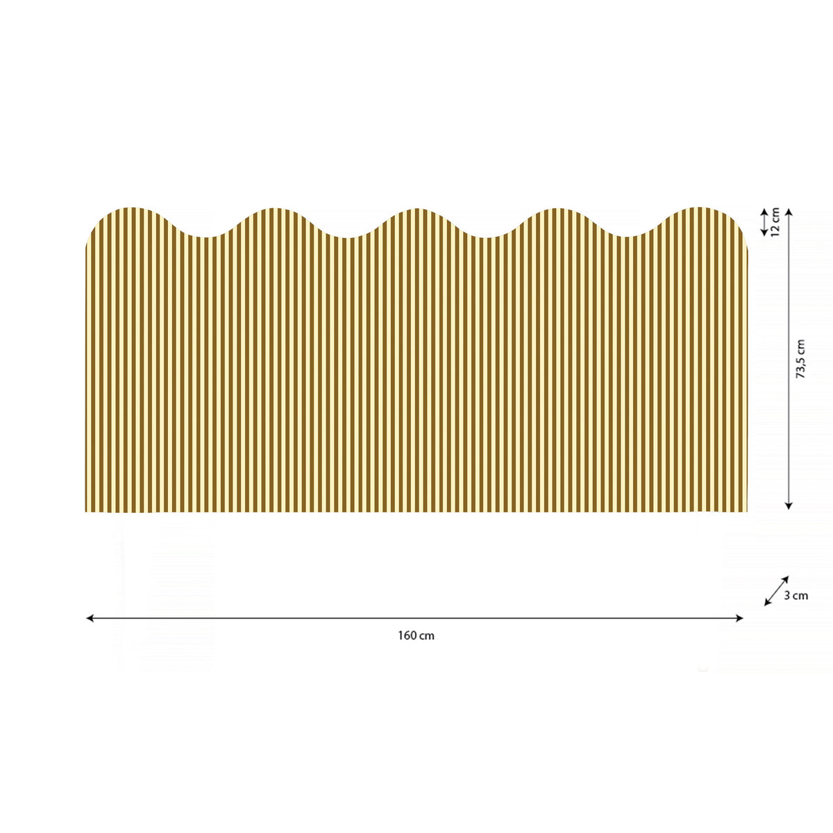 Wavy Headboard Upholstered in Striped Velvet for 150cm Bed Butter Toast