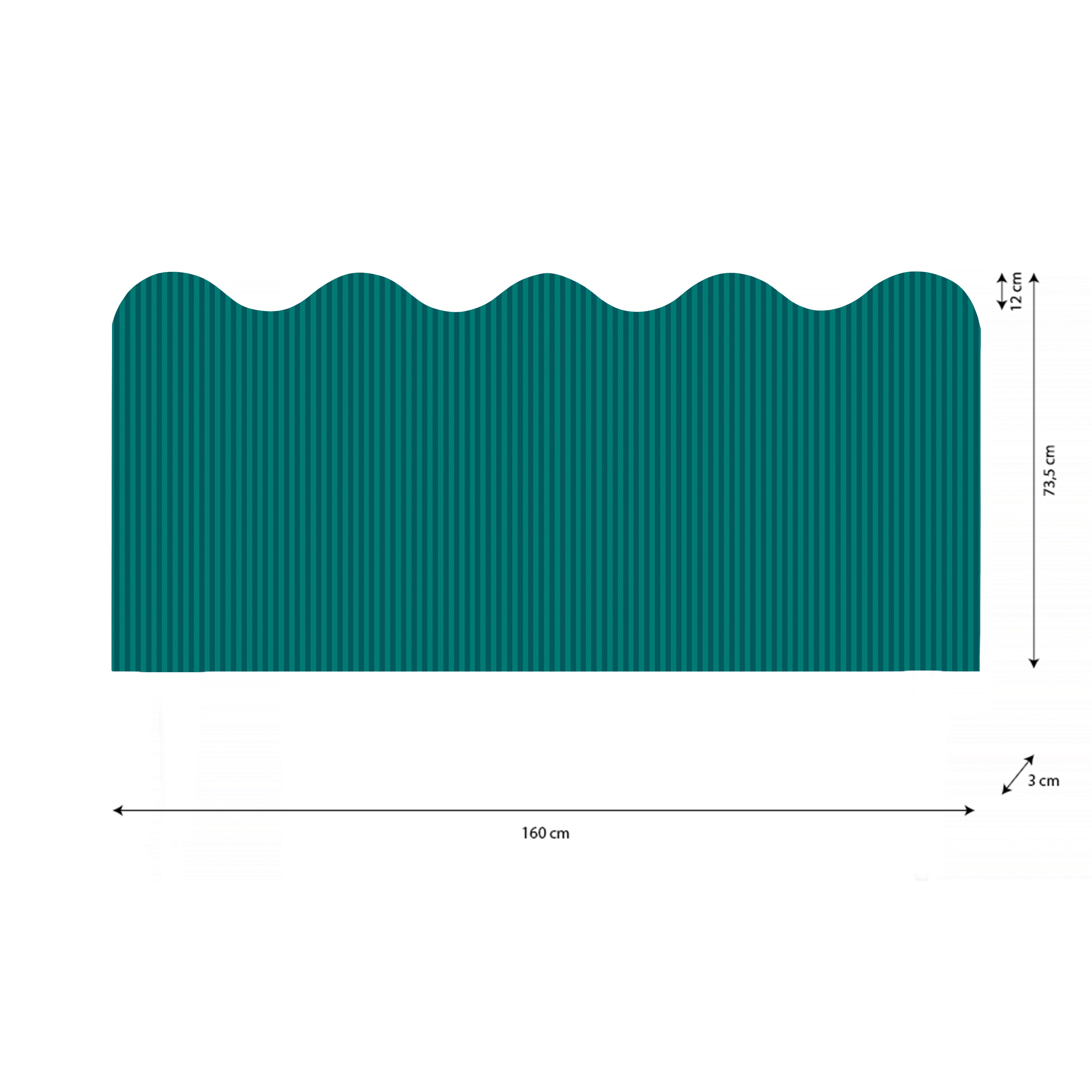 Cabecero Wavy  Tapizado Terciopelo Cama 150cm  Deep-Ocean