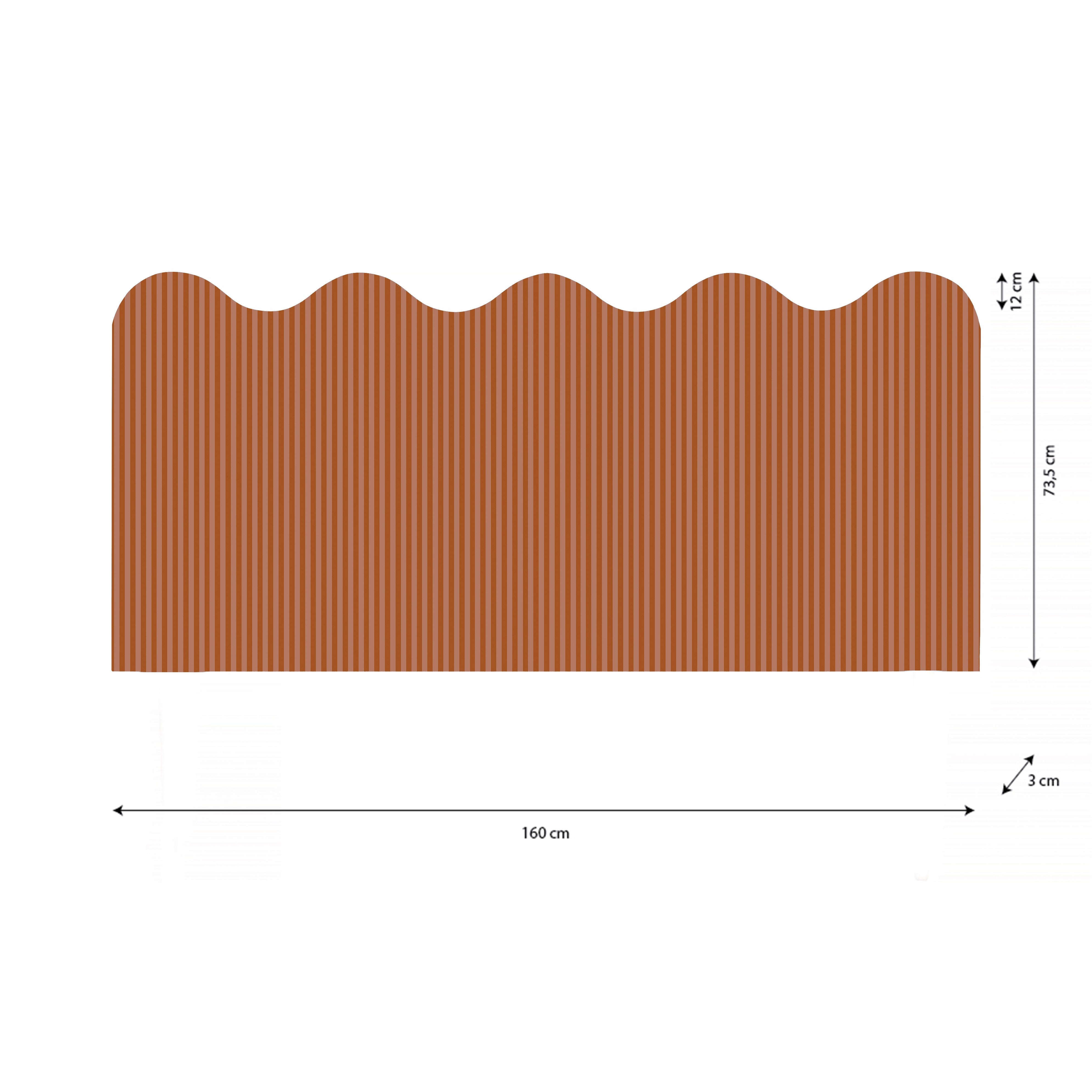 Cabecero Wavy Tapizado Terciopelo Cama 150cm Ginger-Mocha