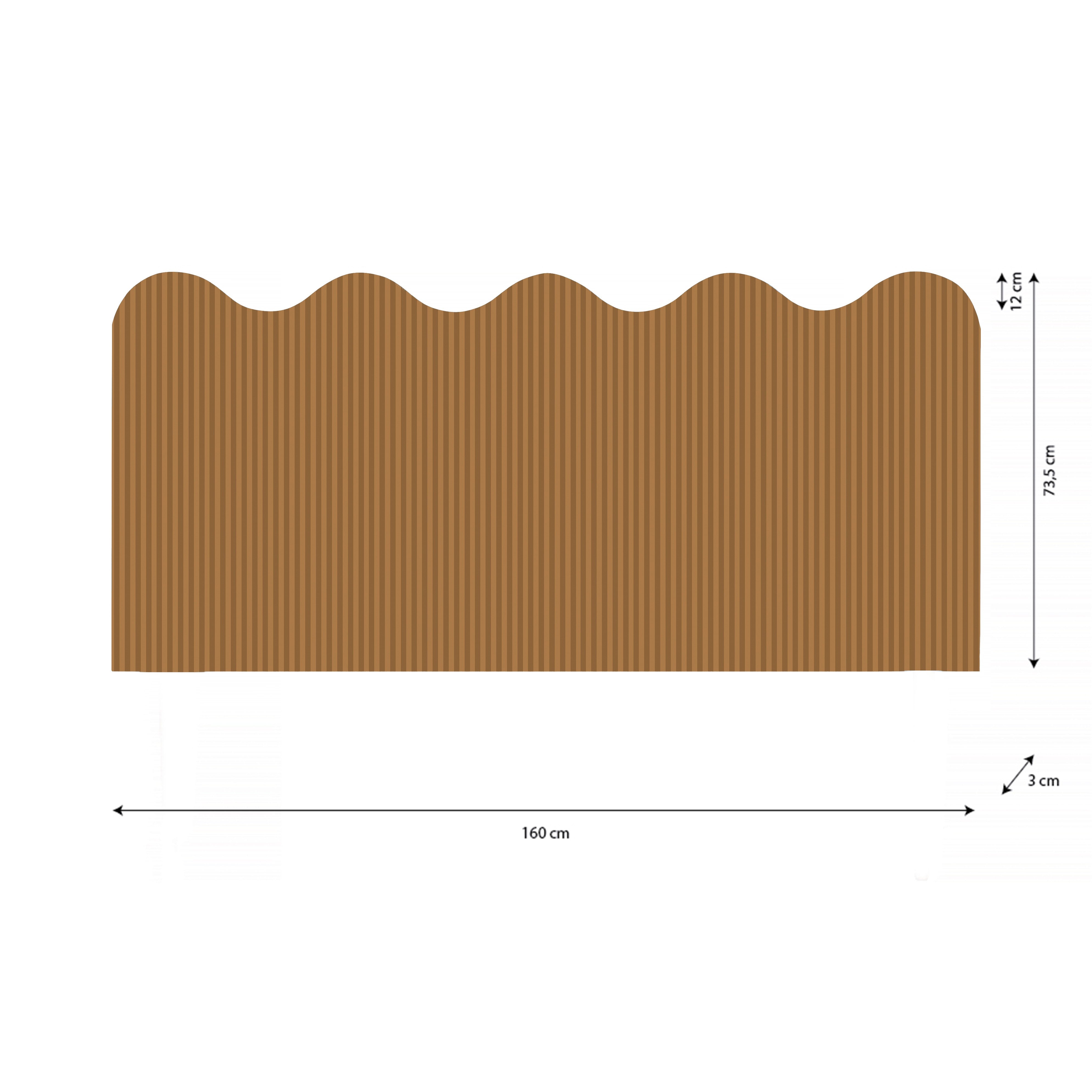 Cabecero Wavy Tapizado Terciopelo Cama 150cm  Gold-Toffee