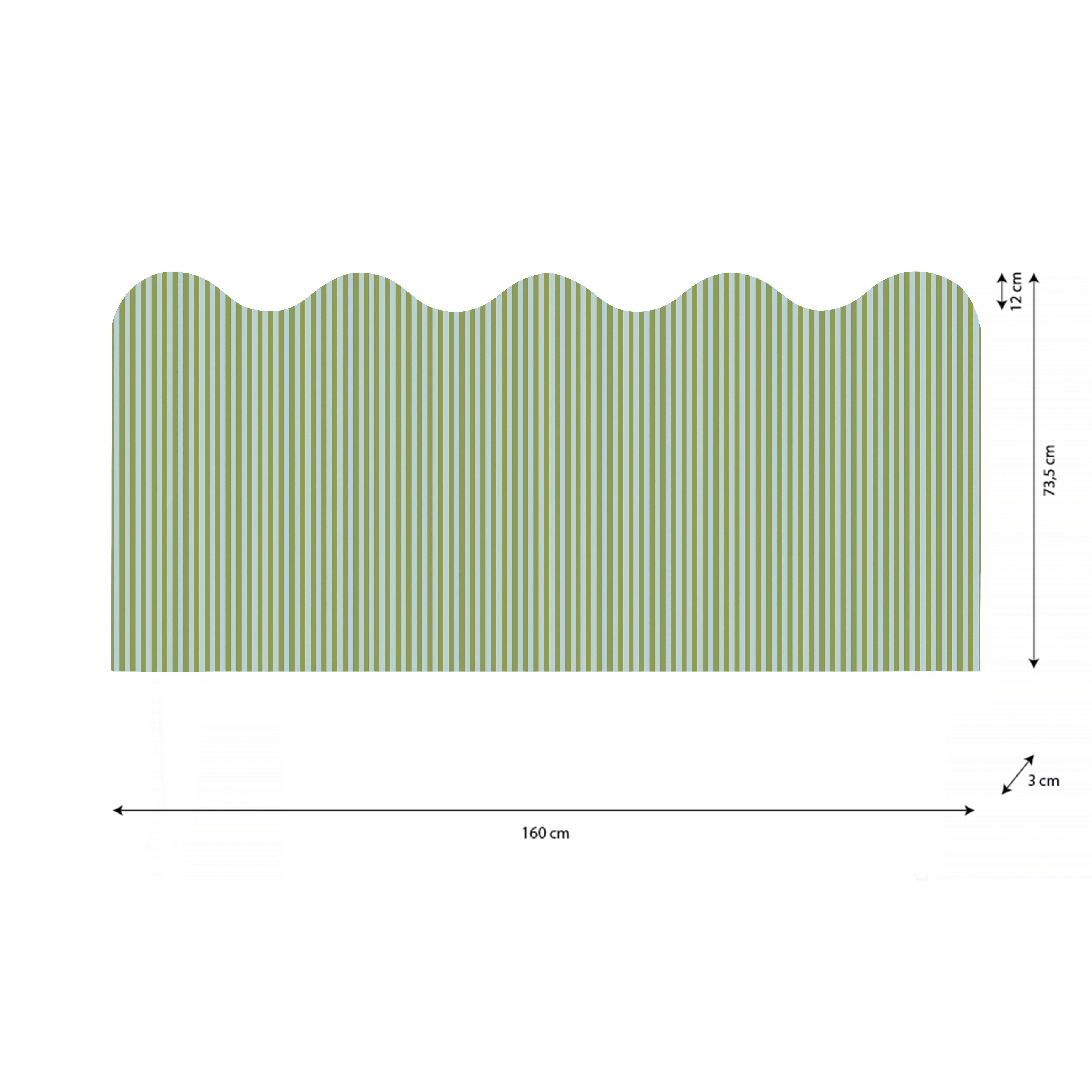 Cabecero Wavy Tapizado Terciopelo Cama 150cm  Green-Water