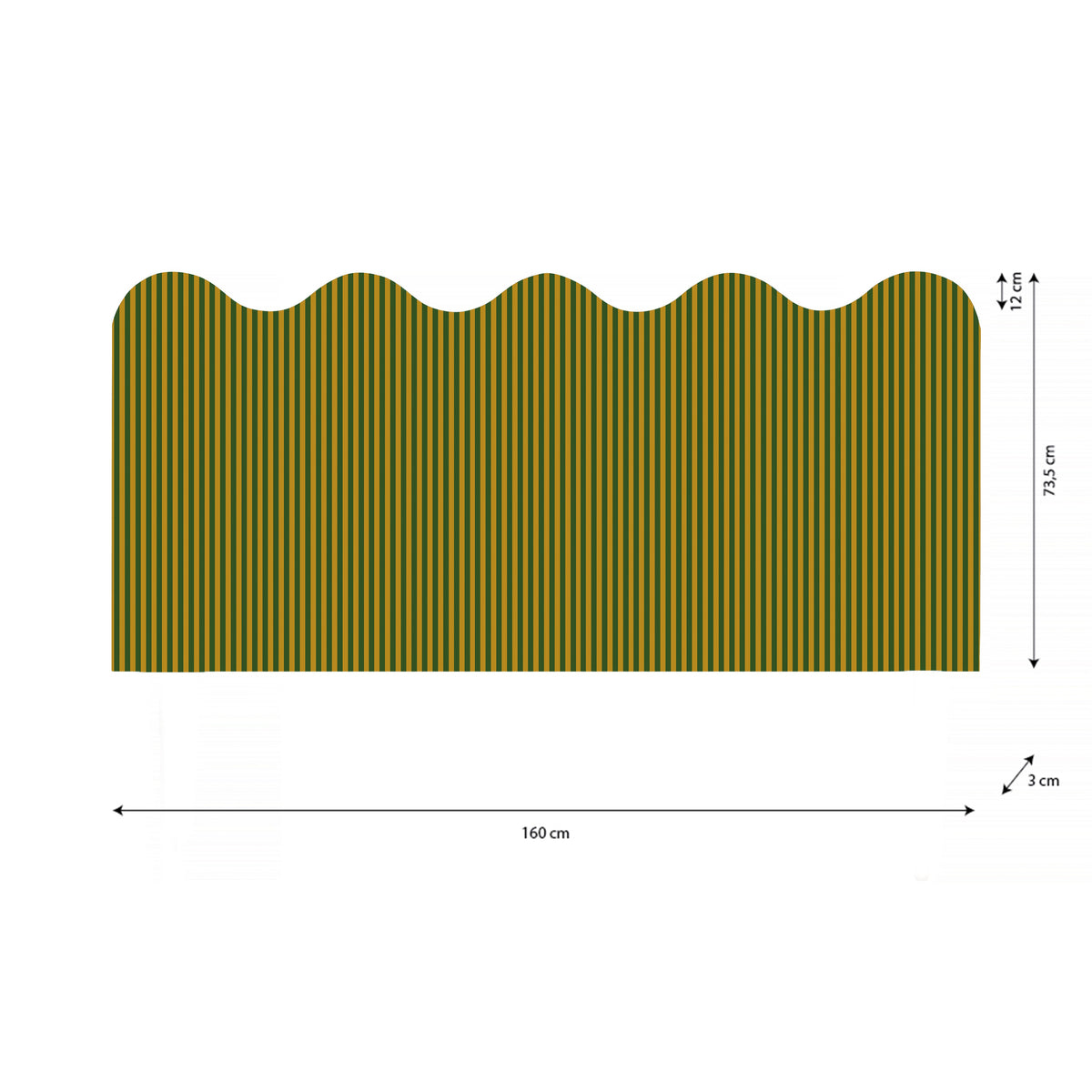 Cabecero Wavy Tapizado Terciopelo Cama 150cm Pine-Wood