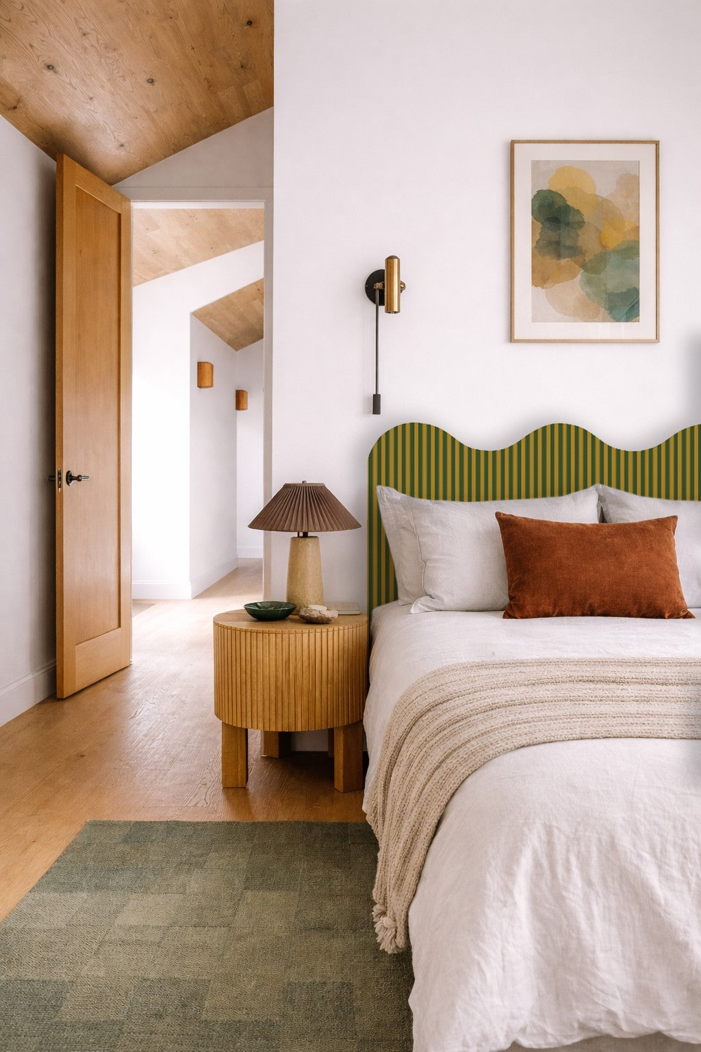Cabecero Wavy Tapizado Terciopelo Cama 150cm Pine-Wood
