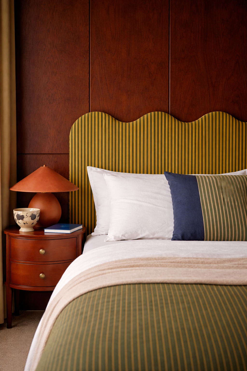 Cabecero Wavy Tapizado Terciopelo Cama 150cm Pine-Wood