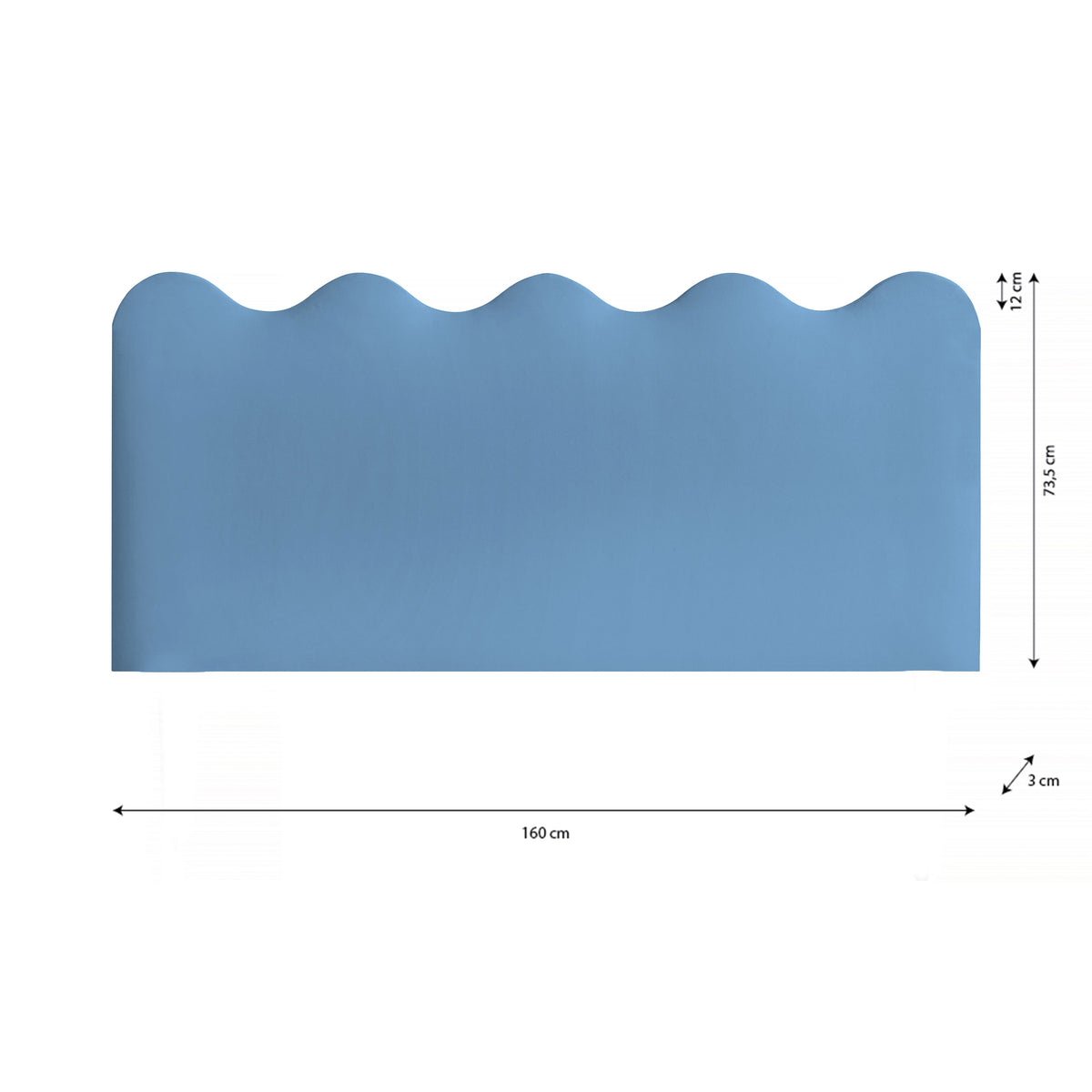 Cabecero Wavy Tapizado Terciopelo Cama 150cm Placid  Blue