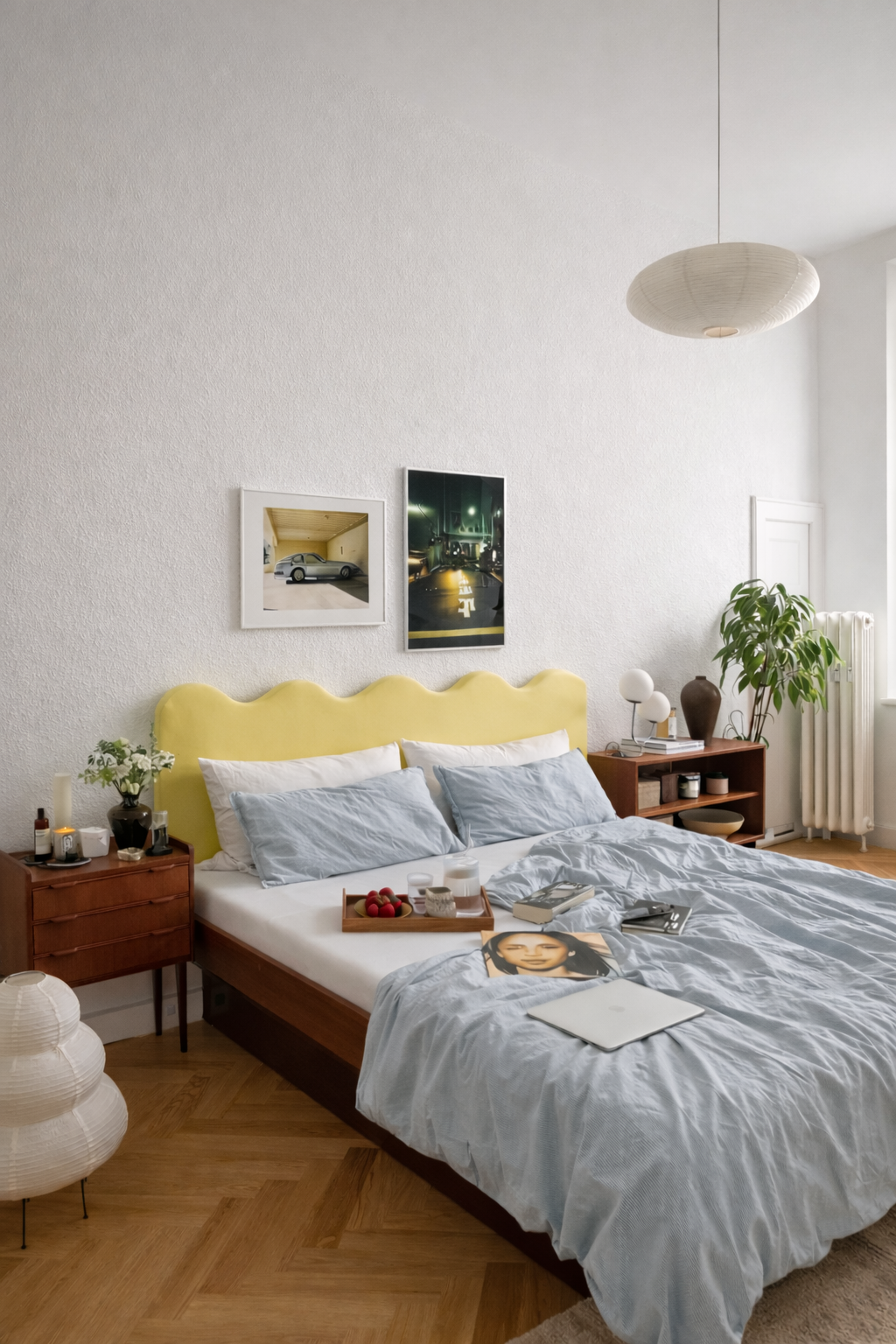 Cabecero Wavy Tapizado Terciopelo Cama 150cm Lemonade