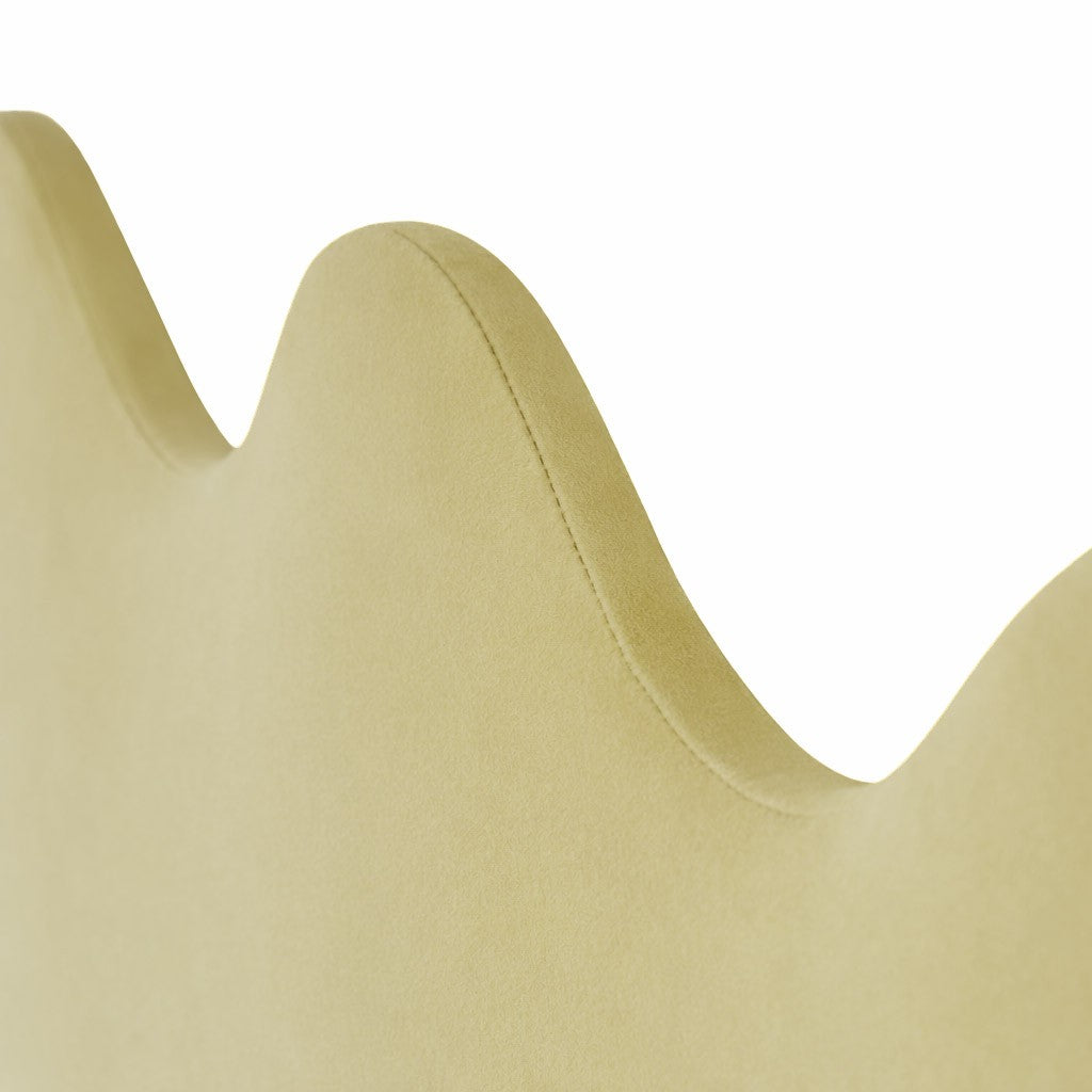 Wavy Headboard Upholstered Velvet for 150cm Bed Lemonade