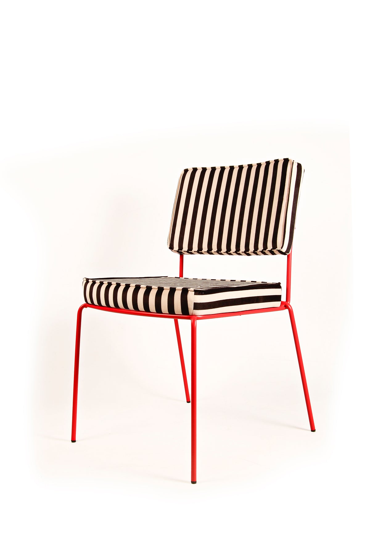 Silla Maura Roja Tapizado Velvet Rayas