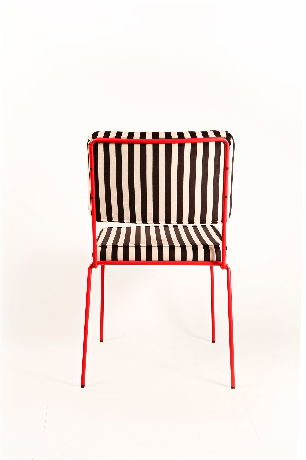 Silla Maura Roja Tapizado Velvet Rayas