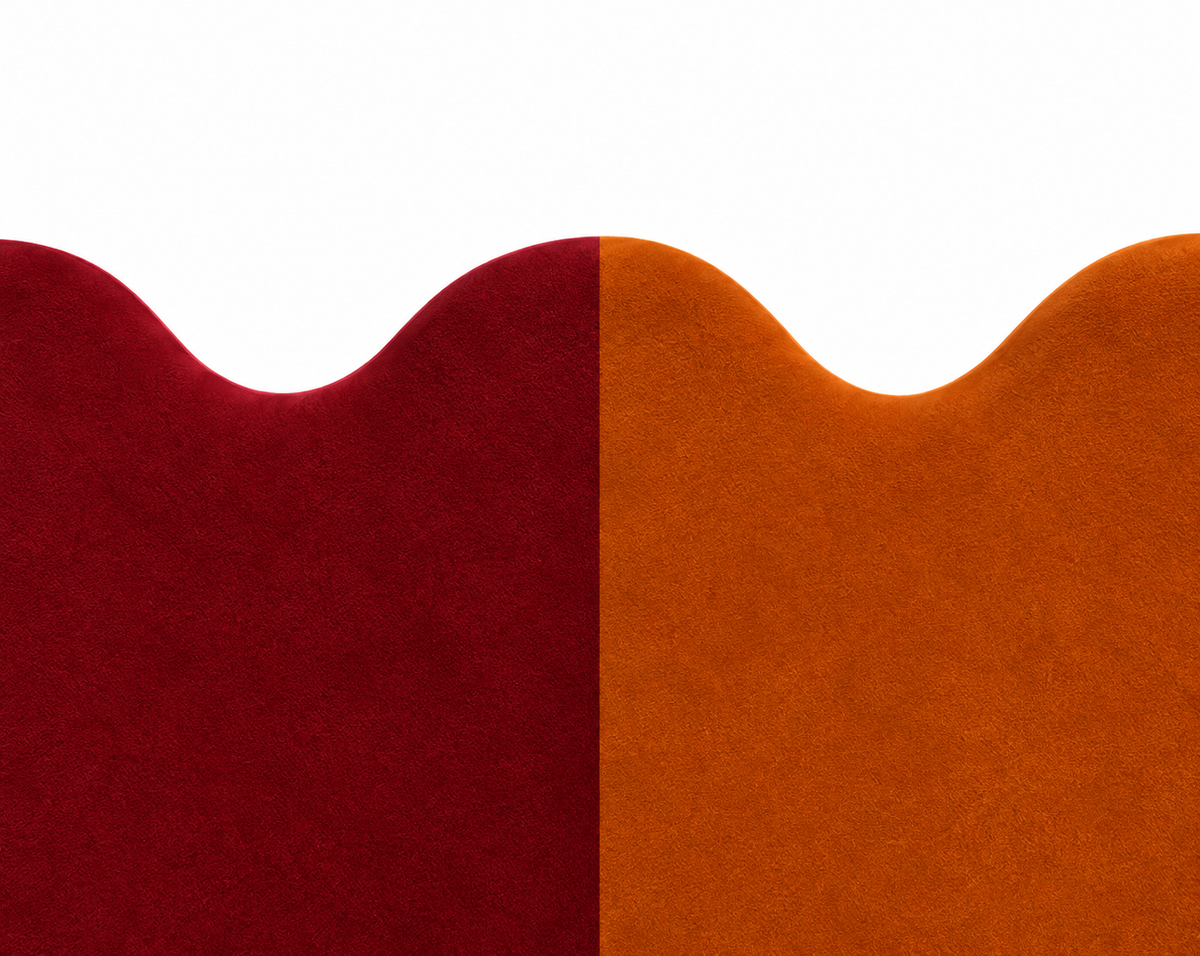 Cabecero Wavy Tapizado Terciopelo Cama 150cm Duo  Burgundy-Orange PRE-ORDER