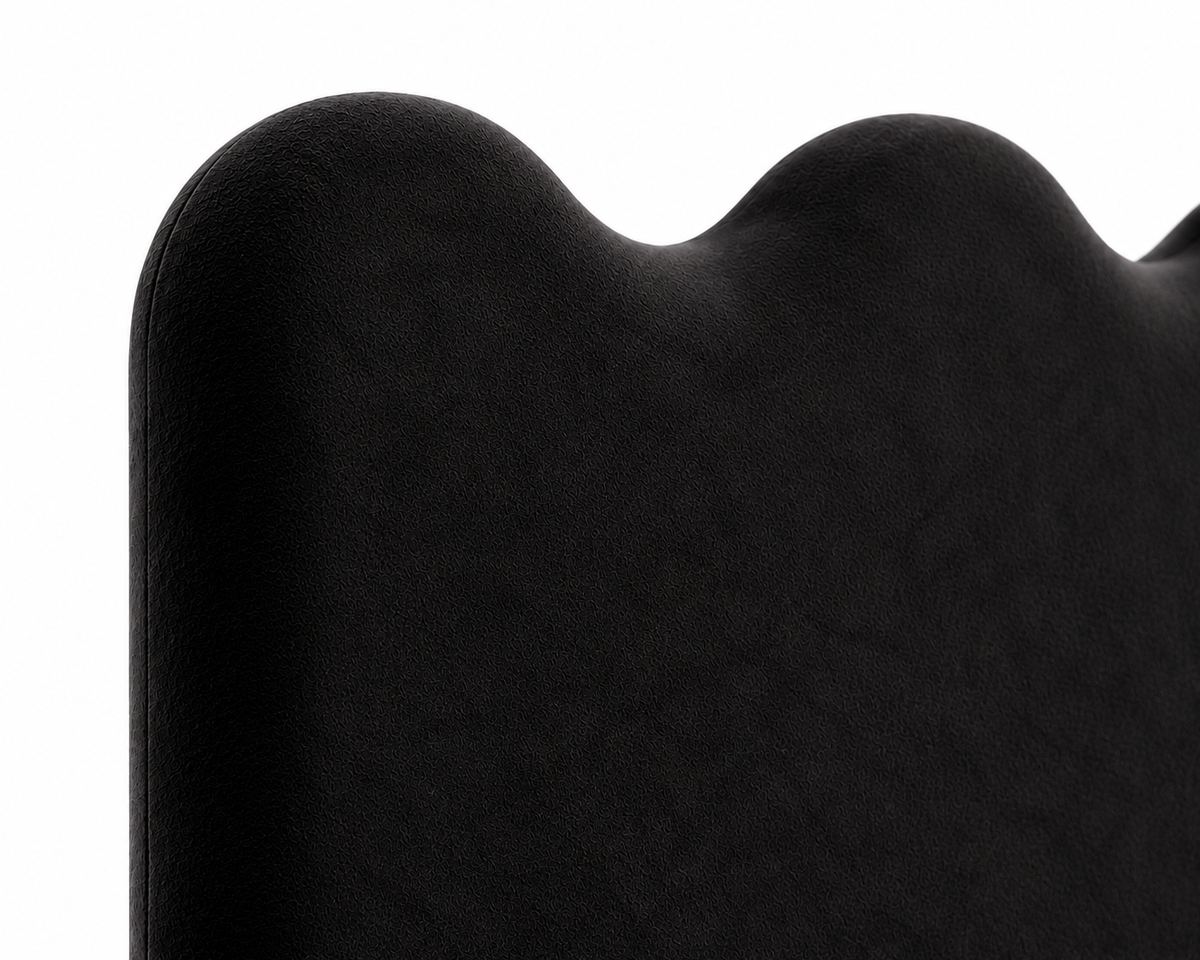 Cabecero Wavy Tapizado Terciopelo Cama 150cm Negro PRE-ORDER